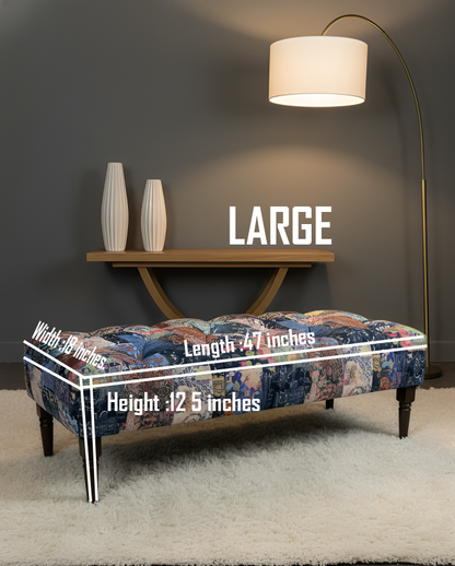 Damask  Upholstered Footstool Ottoman Bench – Handmade Stylish Seating & Storage