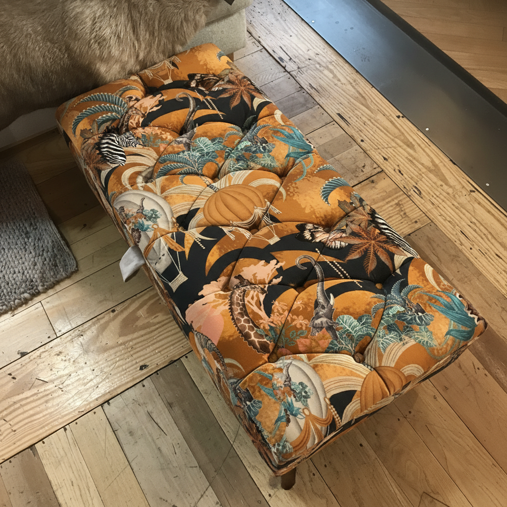 Luxurious plain velvet rectangle bench UK handmade