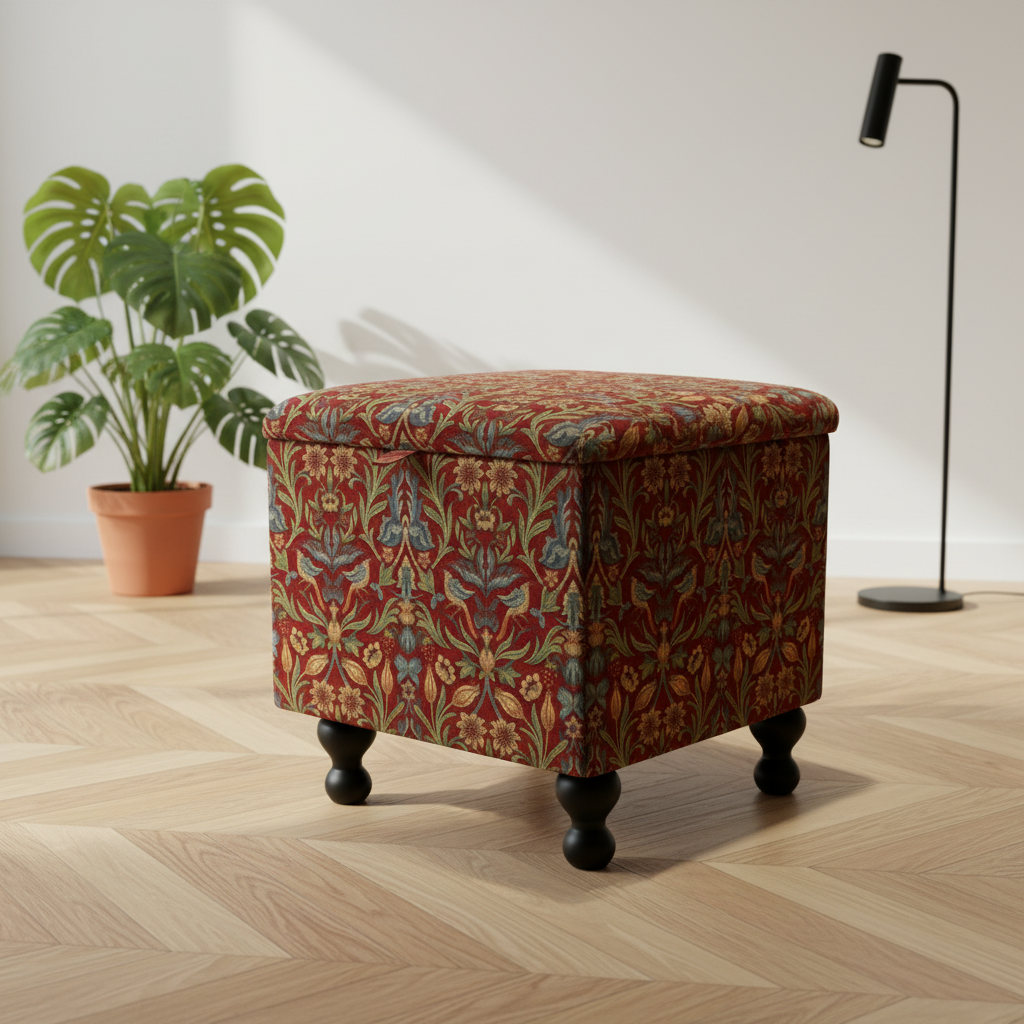 Luxury handcrafted square storage ottoman coffee table with contemporary statement pattern