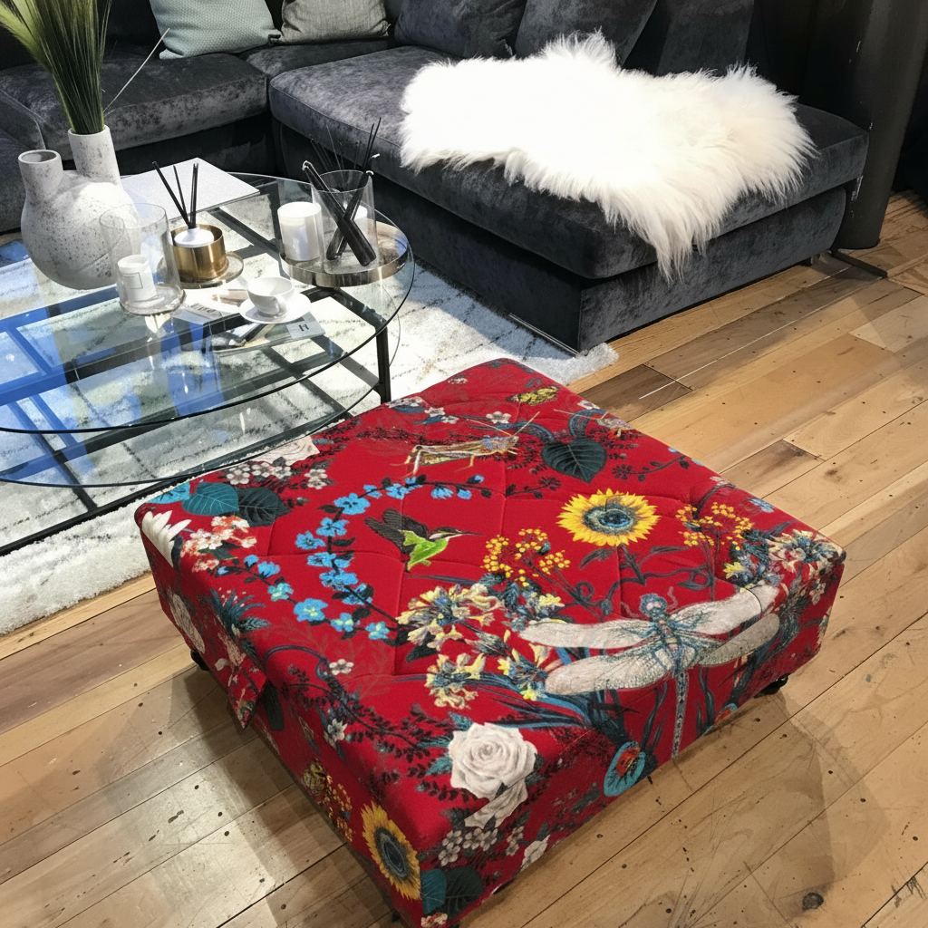 Luxury plain velvet deep buttoned storage ottoman UK