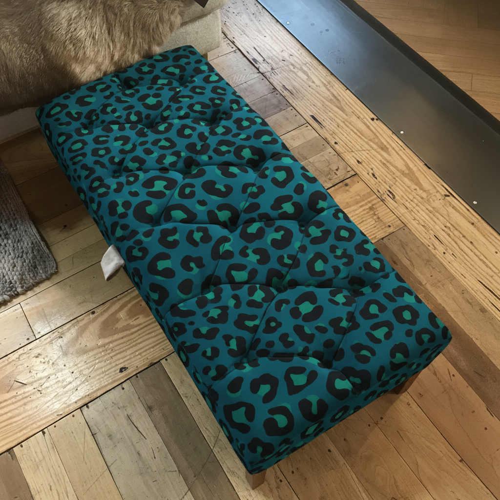 Luxury plain velvet tufted rectangular ottoman centrepiece UK
