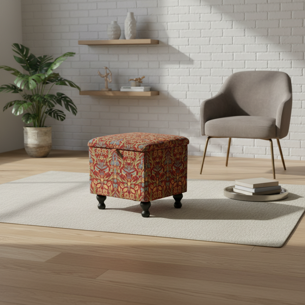 Modern square storage coffee table with deep storage and stylish designer upholstery