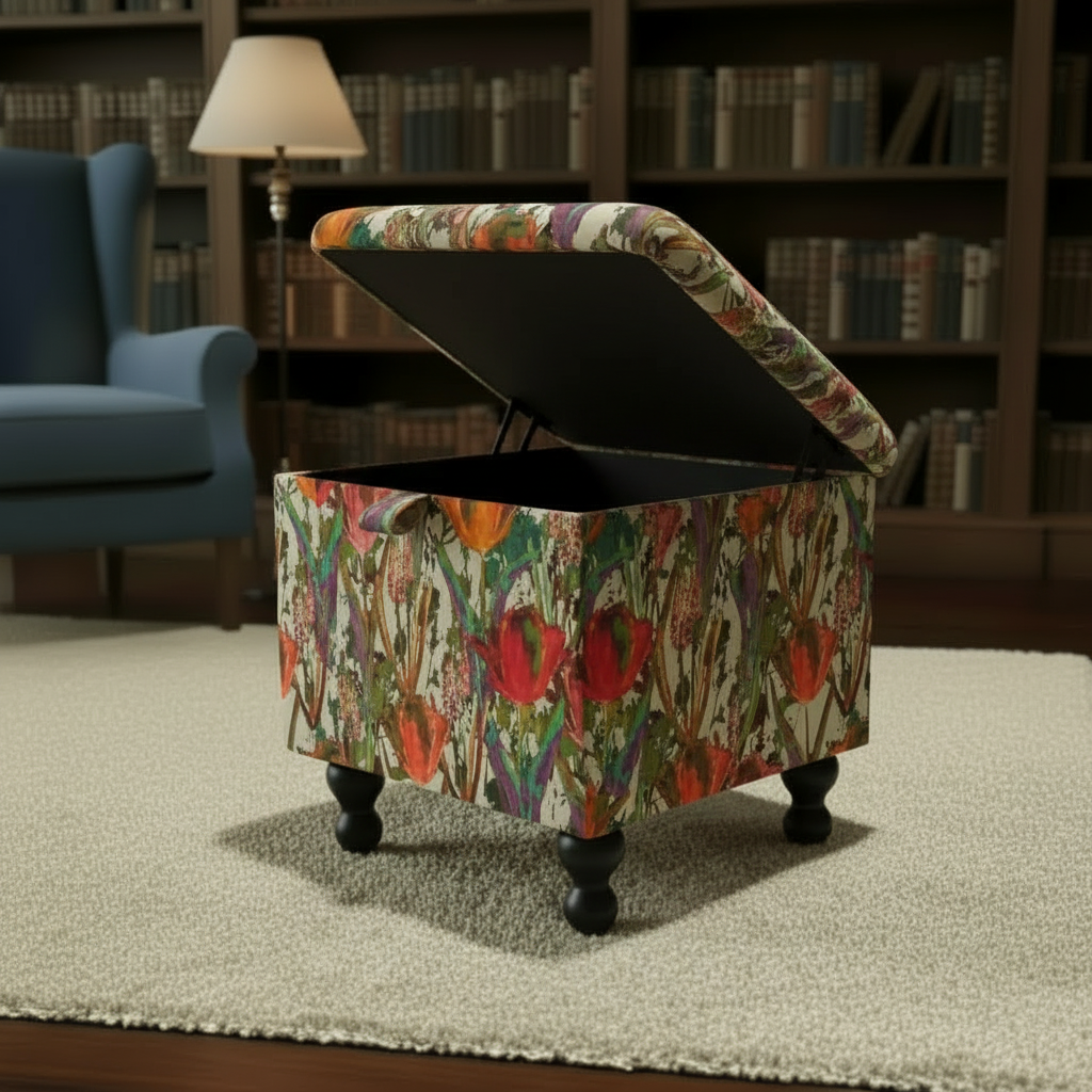 Multi-functional footstool and seating cube for guests in modern interiors