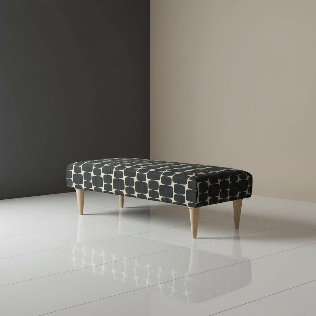 Multi-functional stitched ottoman bench serving as footrest and seating