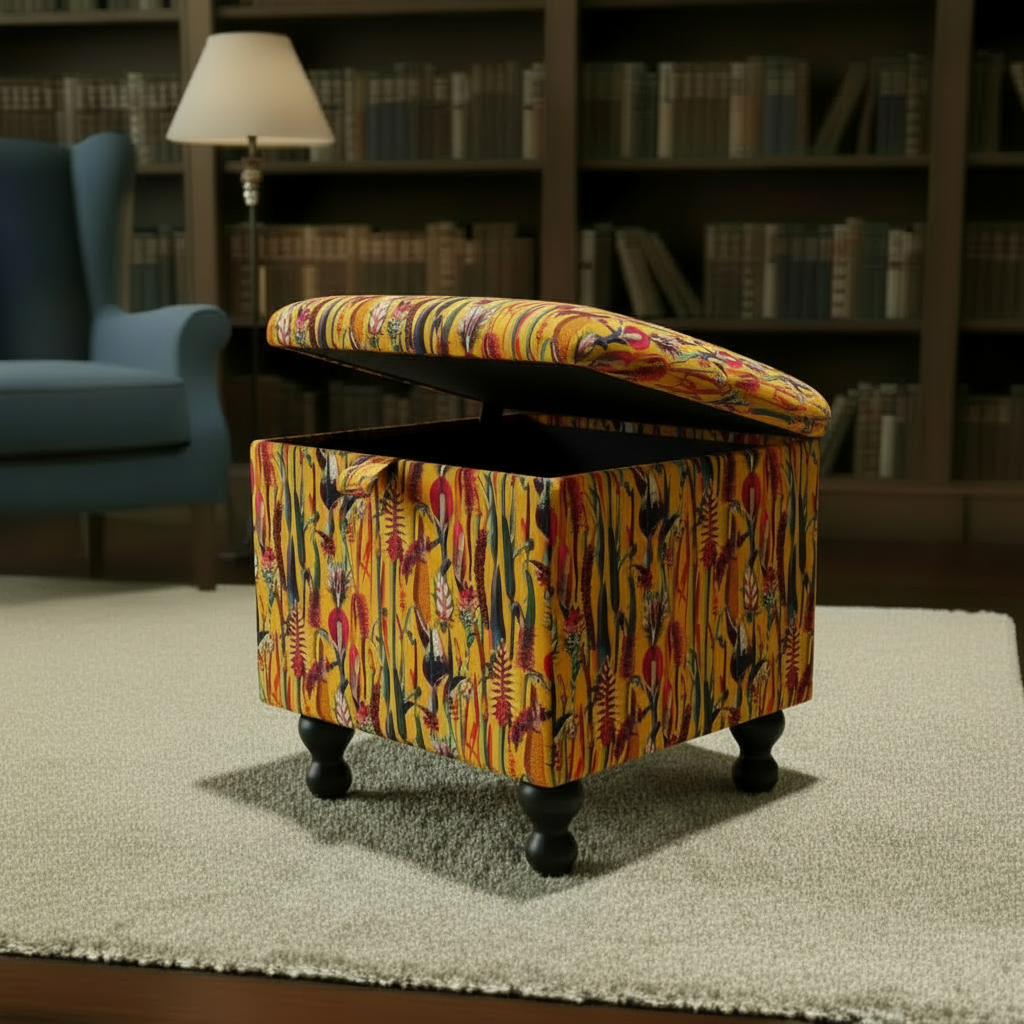 Multi-purpose dressing table stool with artistic design and durable legs