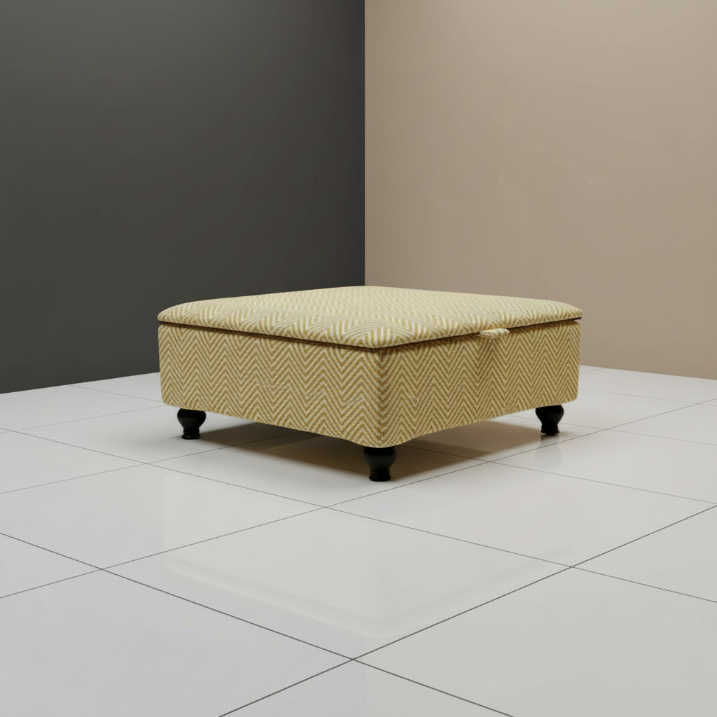 Bespoke Upholstered Square Bench – Multi-Toned Designer Pattern, Deep Storage & Handcrafted UK Quality