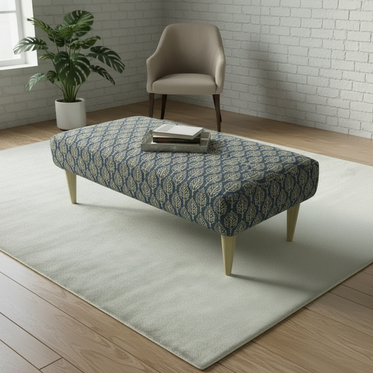 Multi-toned designer pattern footstool for living room or bedroom