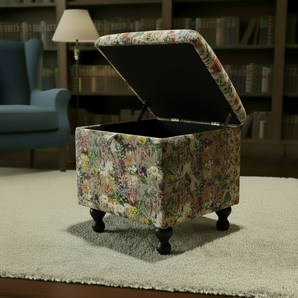 Multi-toned designer pattern storage ottoman for organised nursery