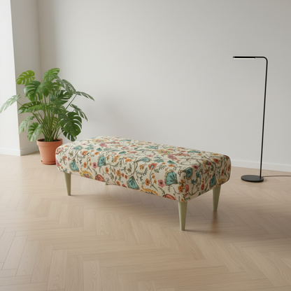 Multi-toned long upholstered bench perfect for coffee table or extra seating