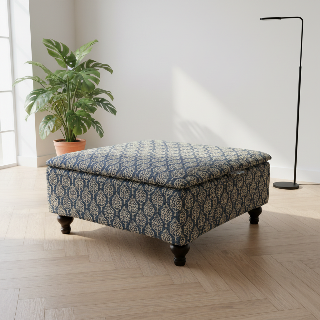 Family Room Board Game Table – Large Storage Ottoman & Soft Edge Bench