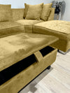 Mustard Gold Square Plain Ottoman Storage | Gold Foot Rest For Living Room