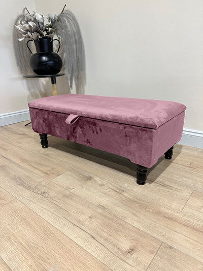 Pink Plain Ottoman Storage Bench | Pink Ottoman Bench | Pink Ottoman Pouffe UK