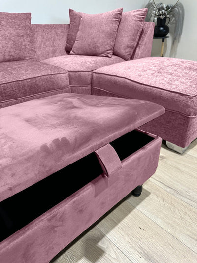 Pink Square Plain Ottoman Storage | Pink Plain Footstool For Living Room