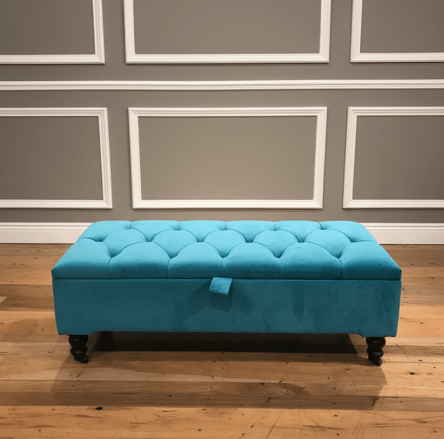 Plush Velvet Tufted Storage Bench for Living Room
