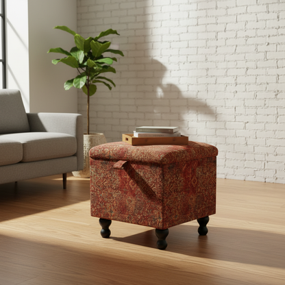 Premium handcrafted footstool with versatile seating and deep interior compartment