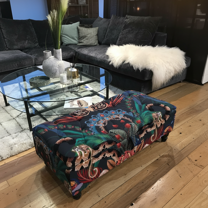 Premium plain velvet tufted ottoman box with storage UK
