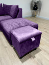 Purple Aubergie Small Plain Storage Box | Purple Footstool with Storage UK | Purple Velvet Stool