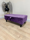 Purple Aubergine Plain Ottoman Storage Bench | Purple Chenille Fabric Footstool