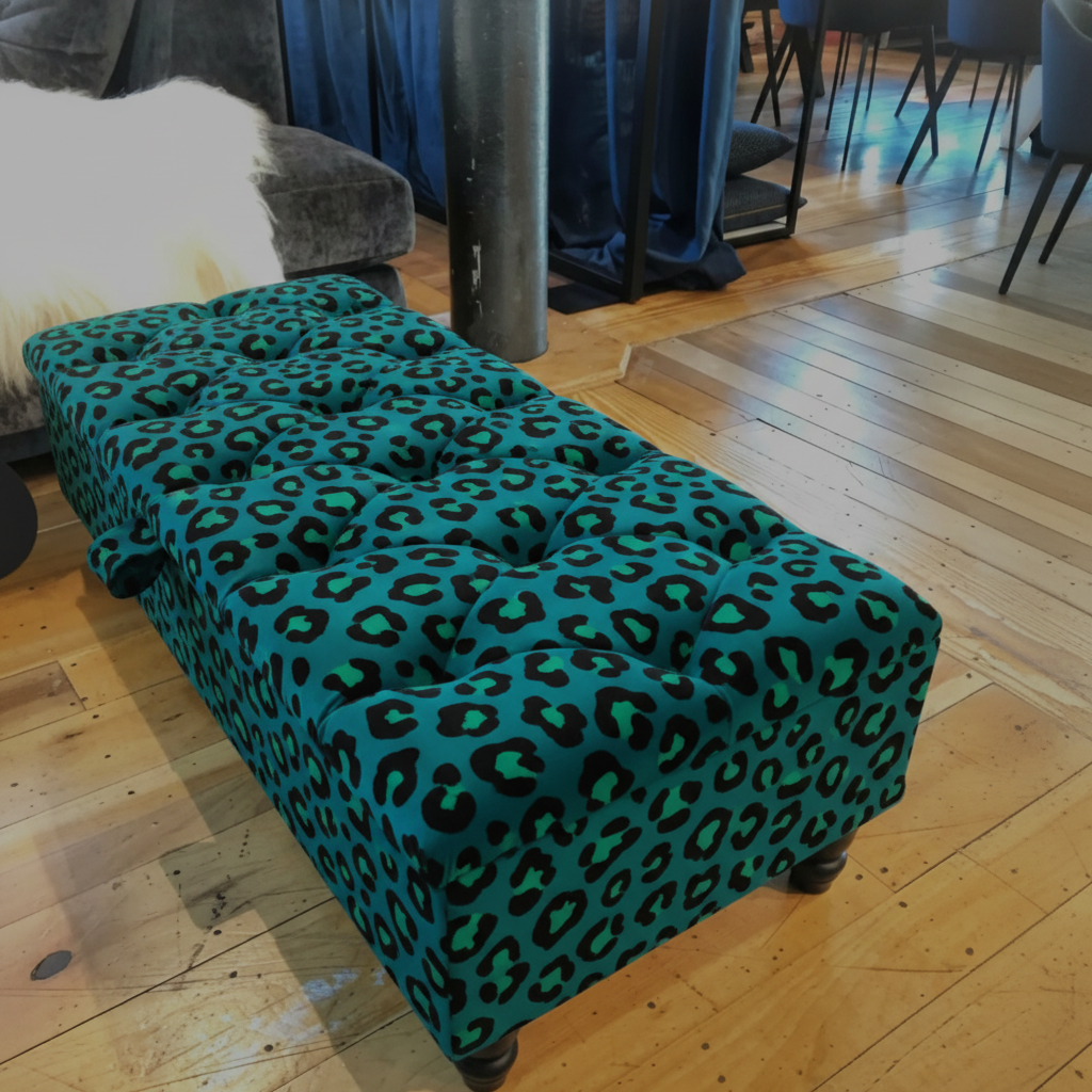 Rectangular handmade buttoned coffee table ottoman UK
