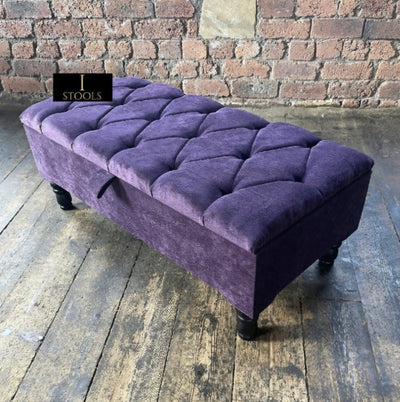 Rectangular chesterfield buttoned Storage Bench coffee table footstool