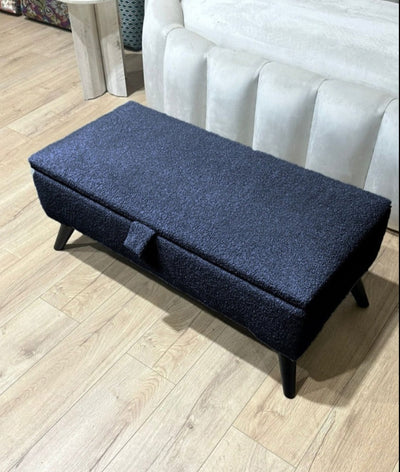 Boucle fabric Plain Ottoman Storage Bench | Pink Ottoman Bench