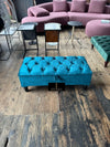 PREMIUM Shiny Turquoise Ottoman Storage | Teal Blue-Green Ottoman Bench