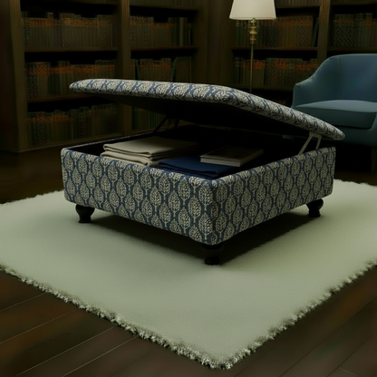 Family Room Board Game Table – Large Storage Ottoman & Soft Edge Bench