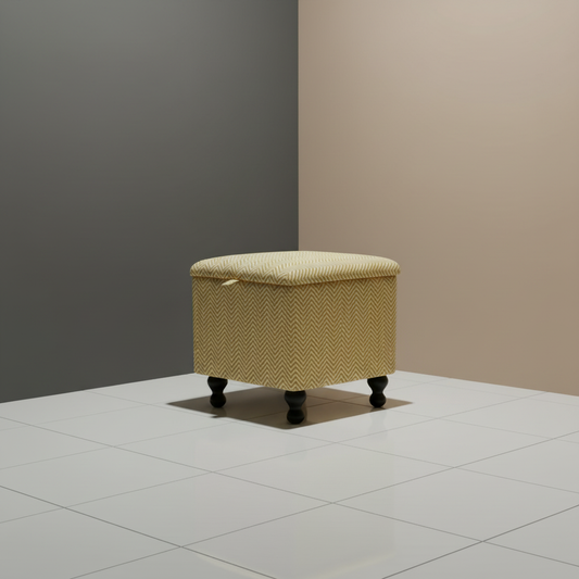 Square storage ottoman with vibrant palette designer pattern handcrafted footstool UK