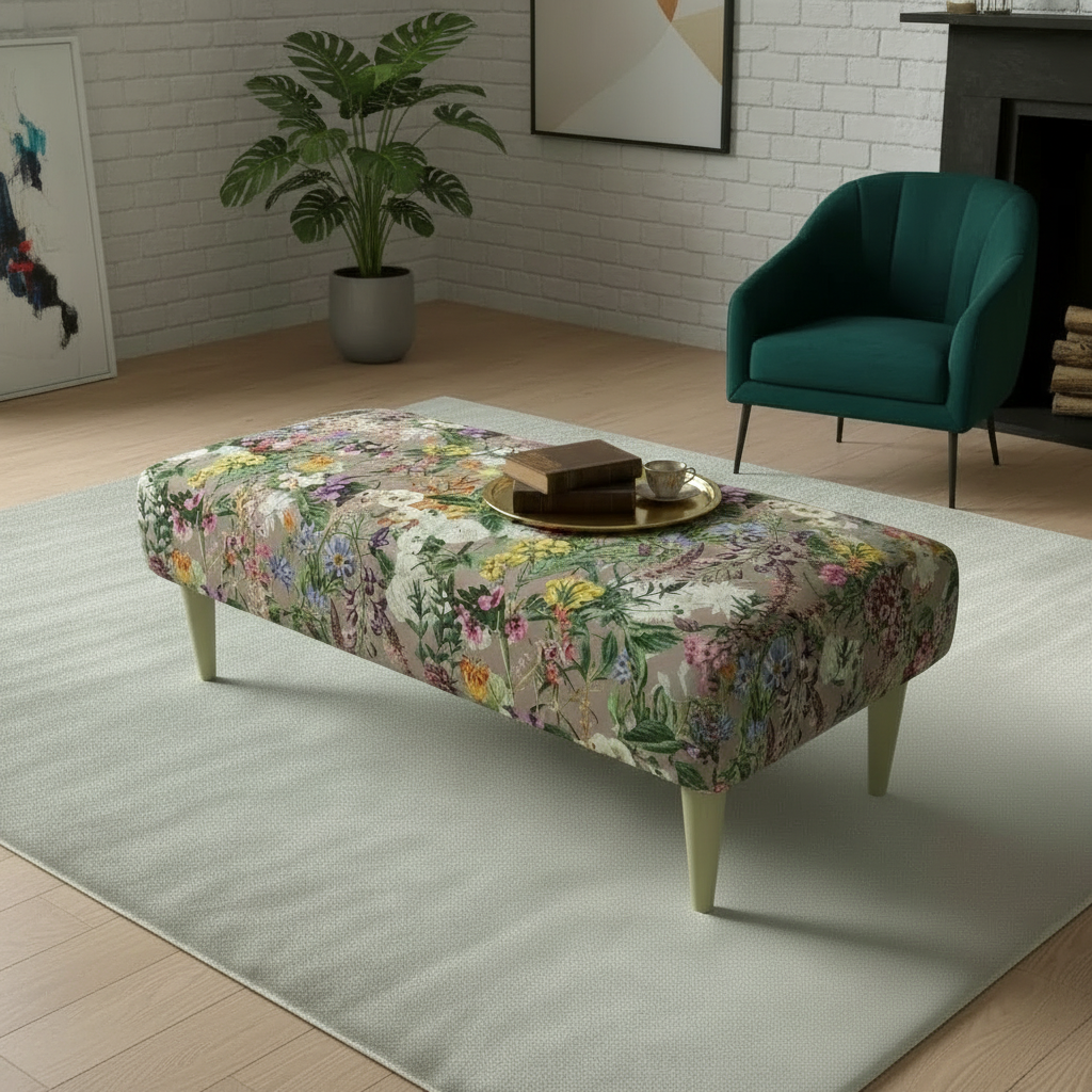 Stylish Living Room Footrest in Abstract Art Style Fabric