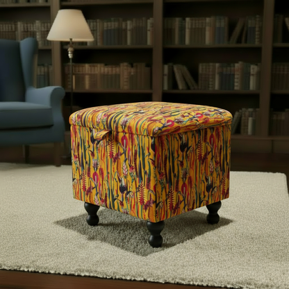 Stylish dressing table chair with vibrant multi-toned designer pattern for vanity room