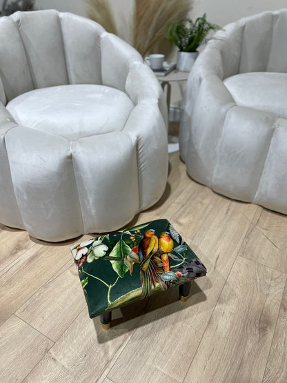 Stylish small green pouffe footrest for cozy home decor - ISTOOLS