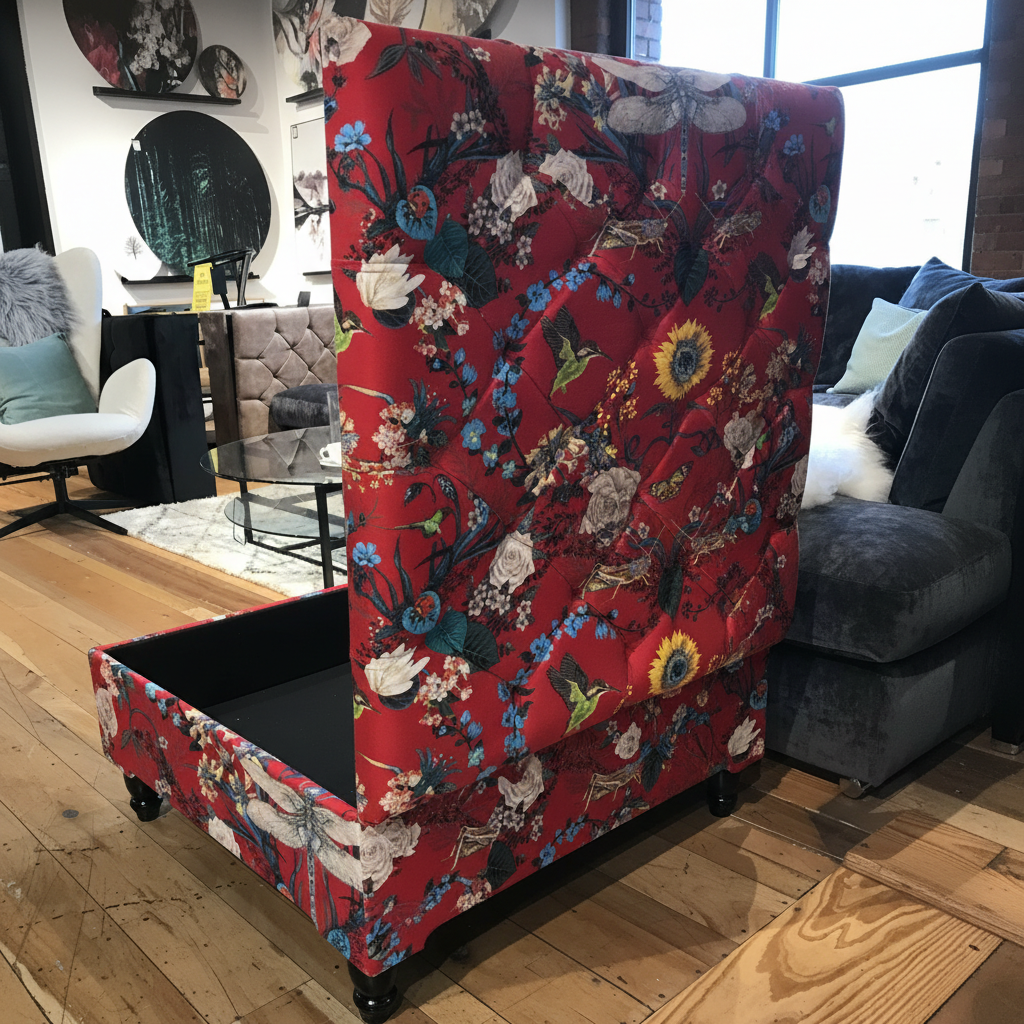 UK handmade luxury storage ottoman with buttoned design