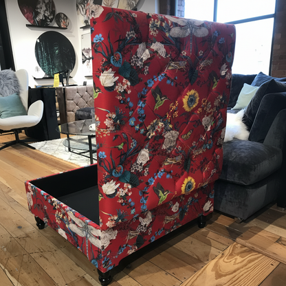 UK handmade luxury storage ottoman with buttoned design