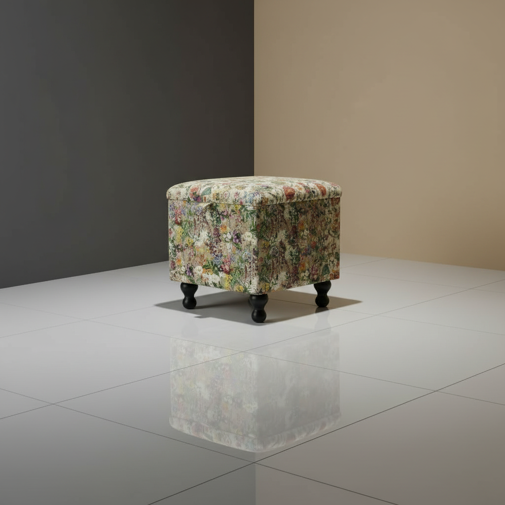 Versatile nursery storage cube doubling as seat or footstool