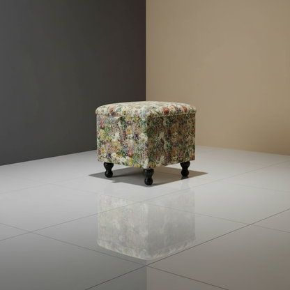 Versatile nursery storage cube doubling as seat or footstool
