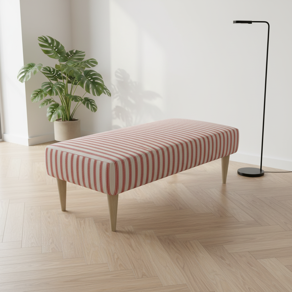 Painterly Collection Long Footstool – Designer Abstract Upholstered Bench for Modern UK Homes