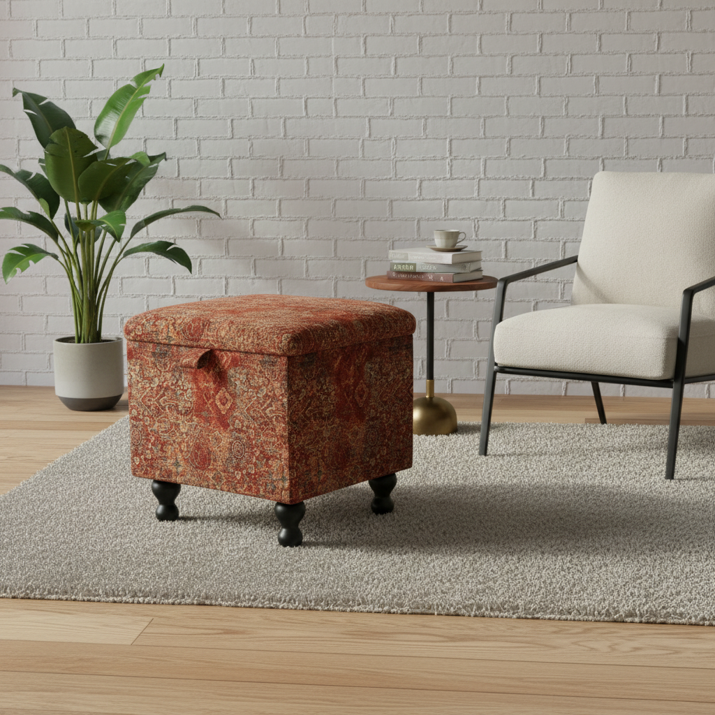 Vibrant palette storage ottoman for organising blankets and accessories