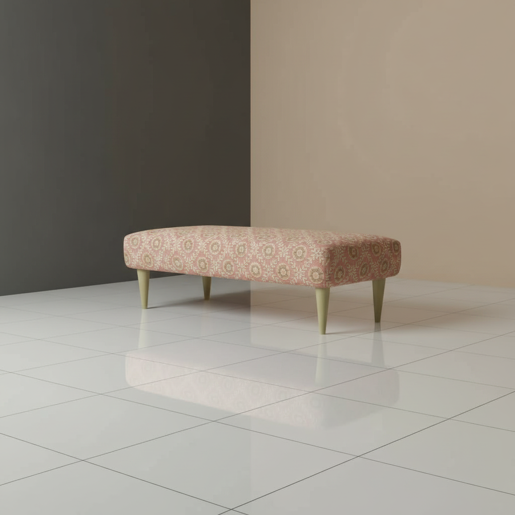 Vibrant rectangular ottoman with durable wooden legs and high-density foam for comfortable seating