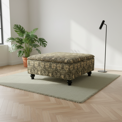 Boho Chic Large Storage Footstool – Multi-Toned Designer Ottoman & Coffee Table for Eclectic Homes