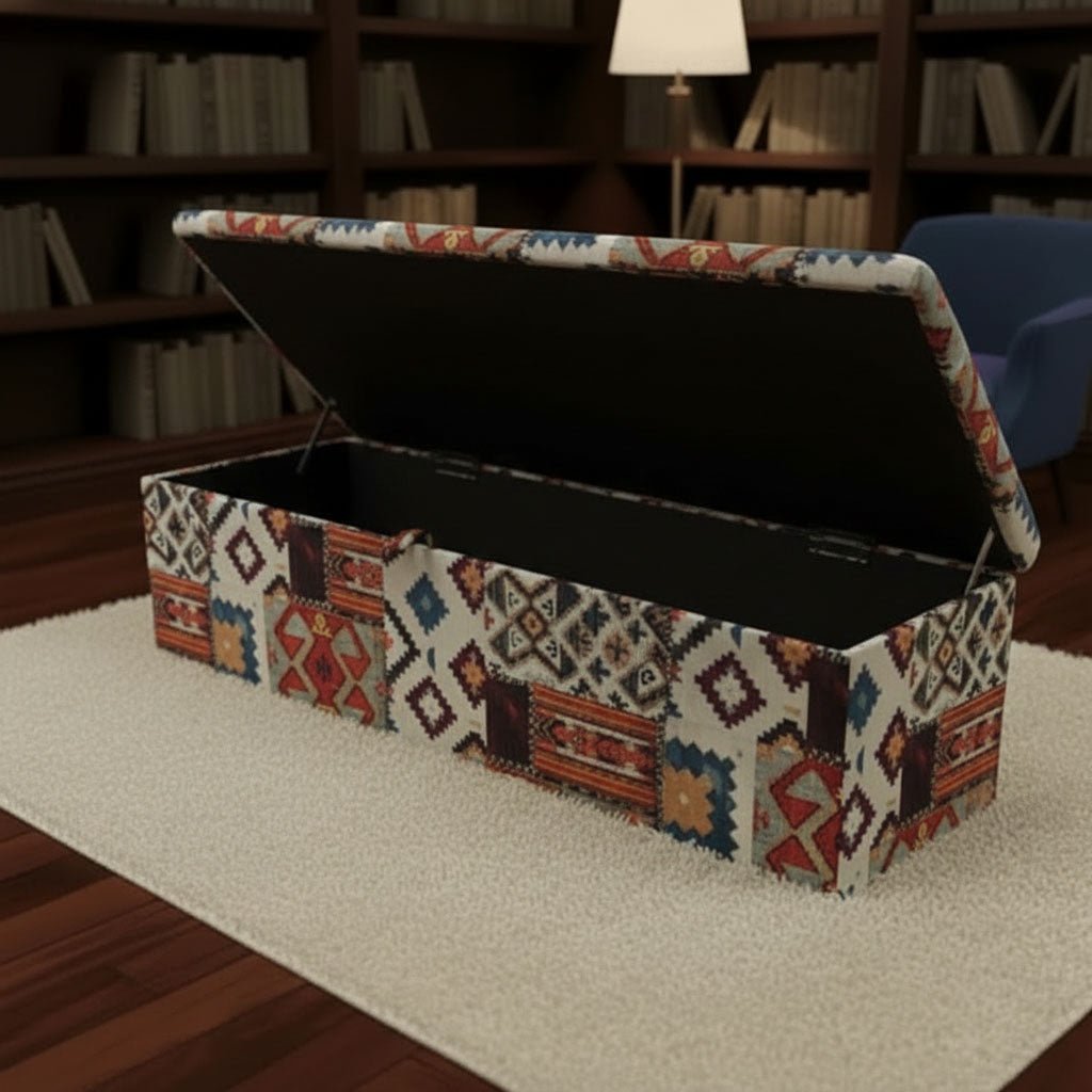 Abstract Style Ottoman Blanket Box Hand - Finished UK Made - ISTOOLS
