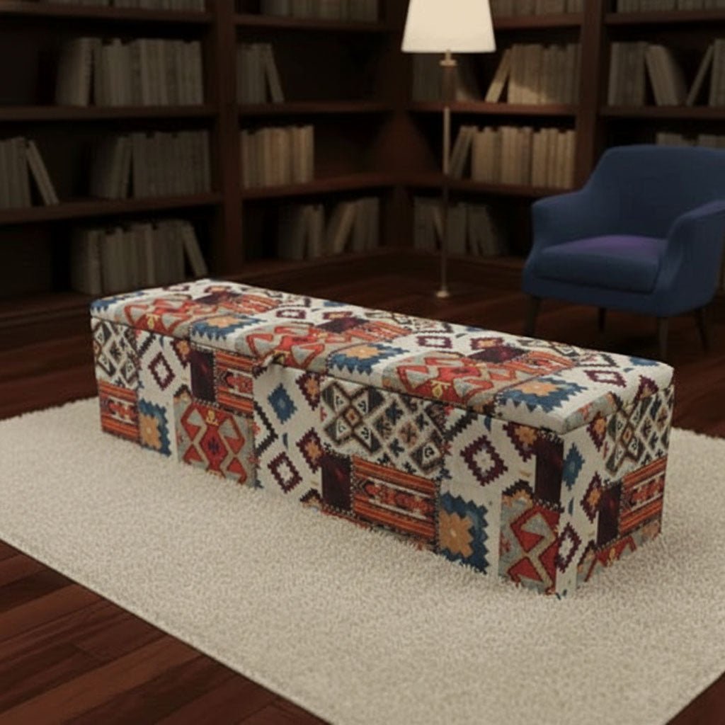 Abstract Style Ottoman Blanket Box Hand - Finished UK Made - ISTOOLS