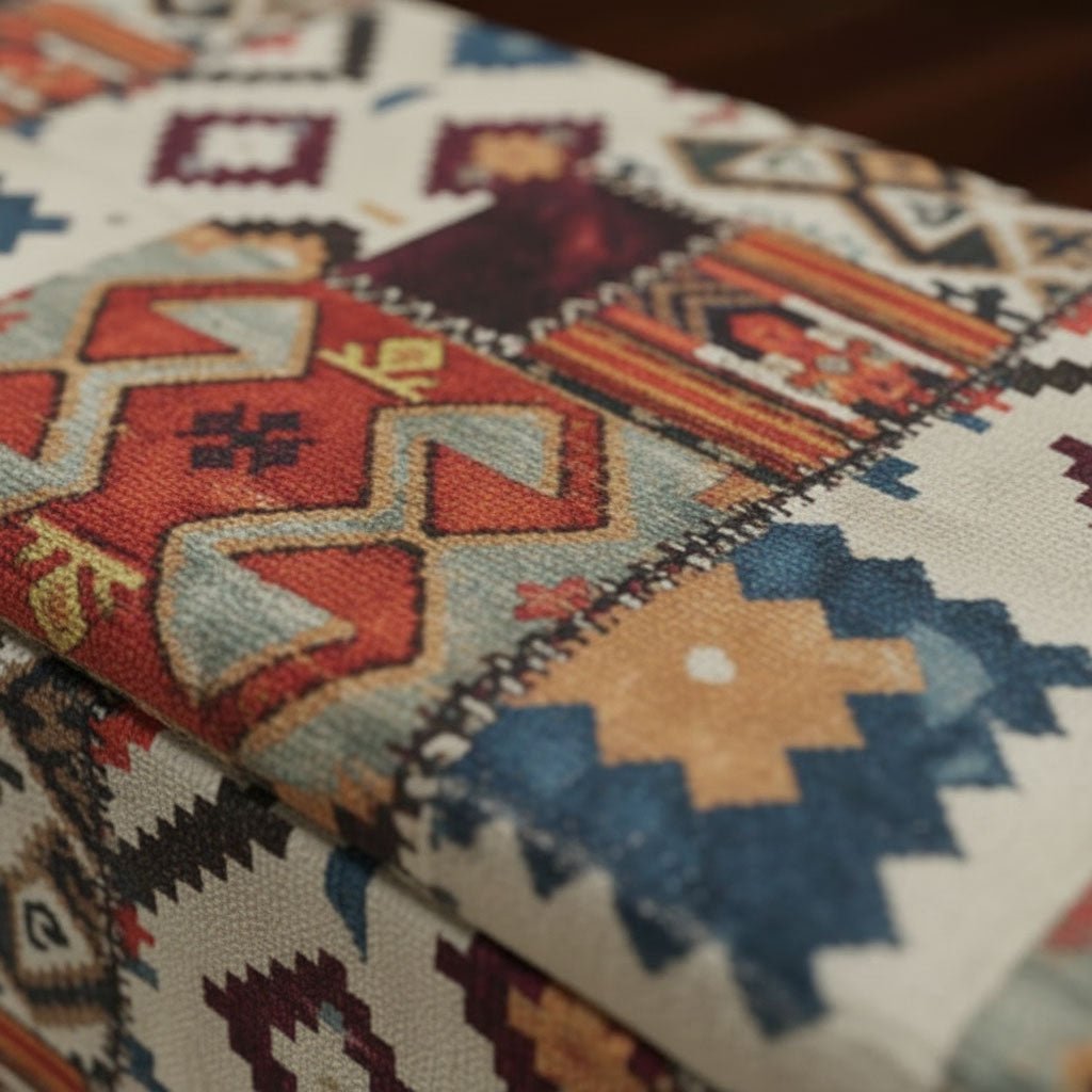 Abstract Style Ottoman Blanket Box Hand - Finished UK Made - ISTOOLS