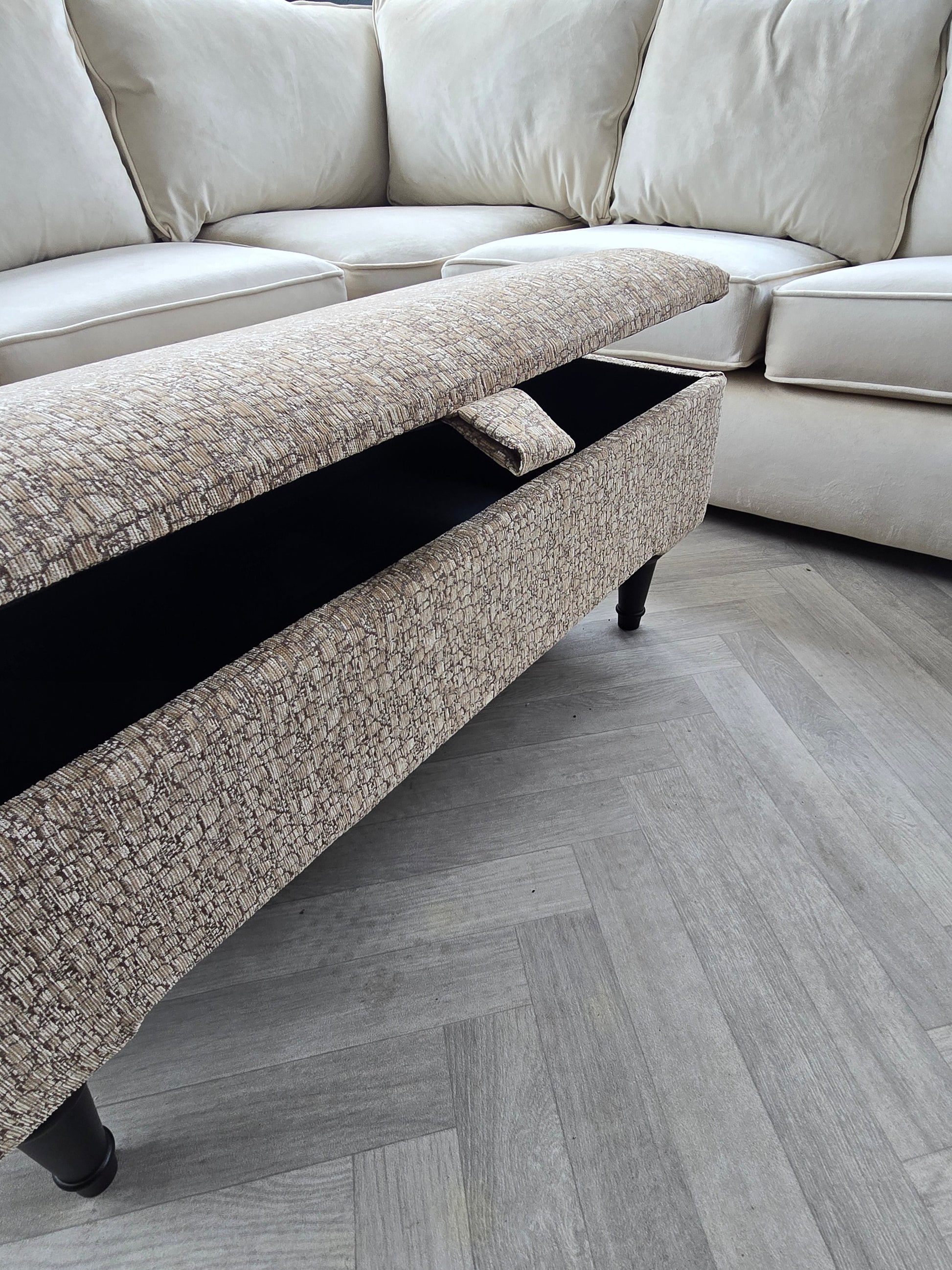 Animal print cream pattern coffee table storage Footstool Pouffe | seat bench - ISTOOLS