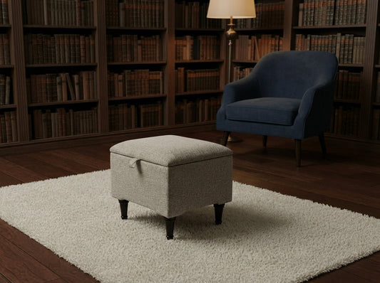 Animal Print Cream Storage Ottoman Bench – Coffee Table, Pouffe Seat & Hidden Storage - ISTOOLS