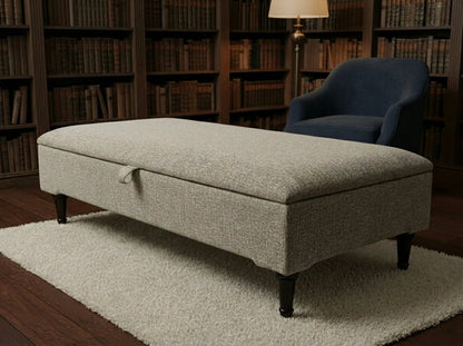 Animal Print Cream Storage Ottoman Bench – Coffee Table, Pouffe Seat & Hidden Storage - ISTOOLS