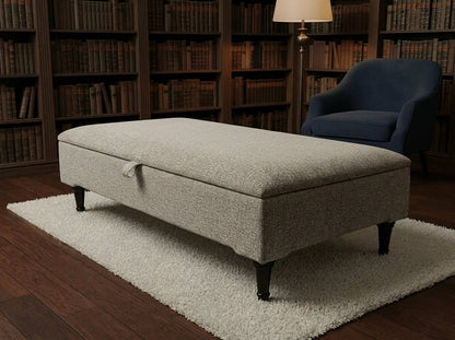 Animal Print Cream Storage Ottoman Bench – Coffee Table, Pouffe Seat & Hidden Storage - ISTOOLS