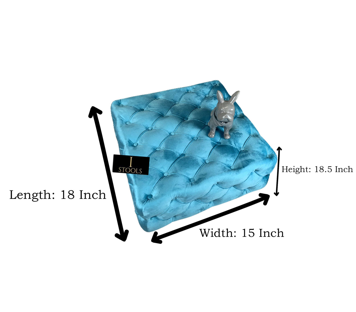 Aqua Blue Square Coffee Table | Blue Chesterfield Ottoman Foot Stools - ISTOOLS