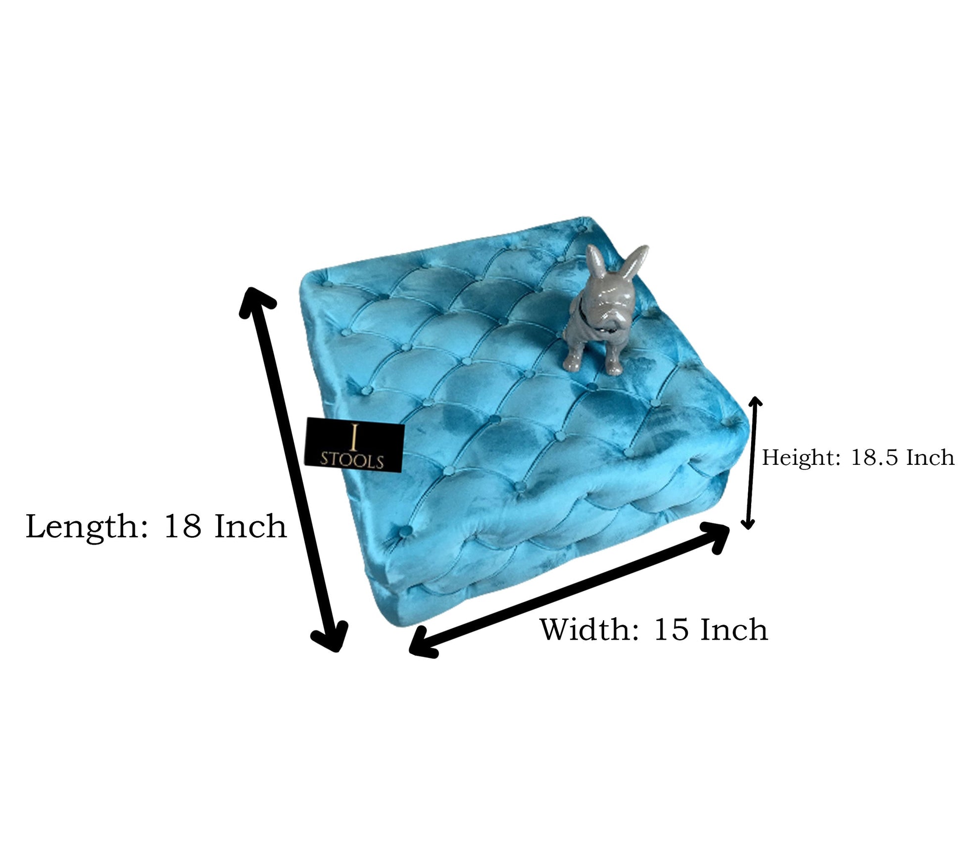 Aqua Blue Square Coffee Table | Blue Chesterfield Ottoman Foot Stools - ISTOOLS