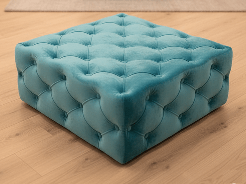Aqua Blue Square Coffee Table | Blue Chesterfield Ottoman Foot Stools - ISTOOLS