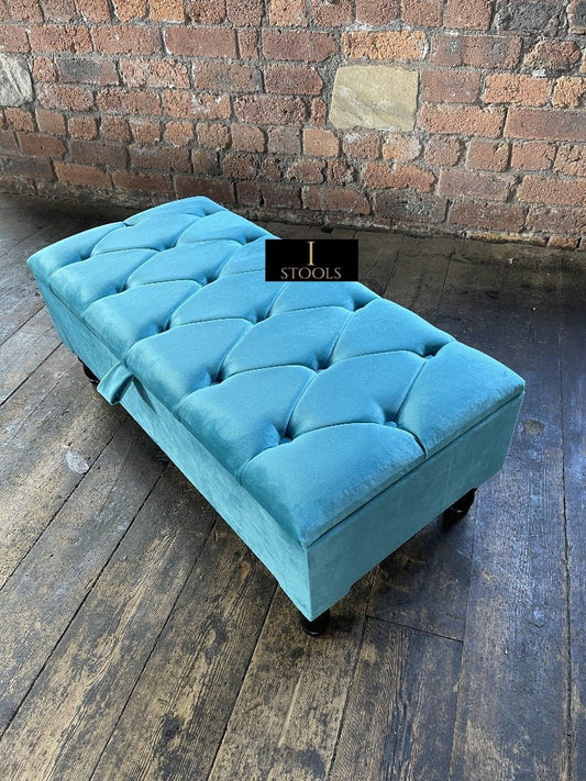 Aqua Coffee Table Ottoman Storage | Living Room Storage Bench Seat - ISTOOLS